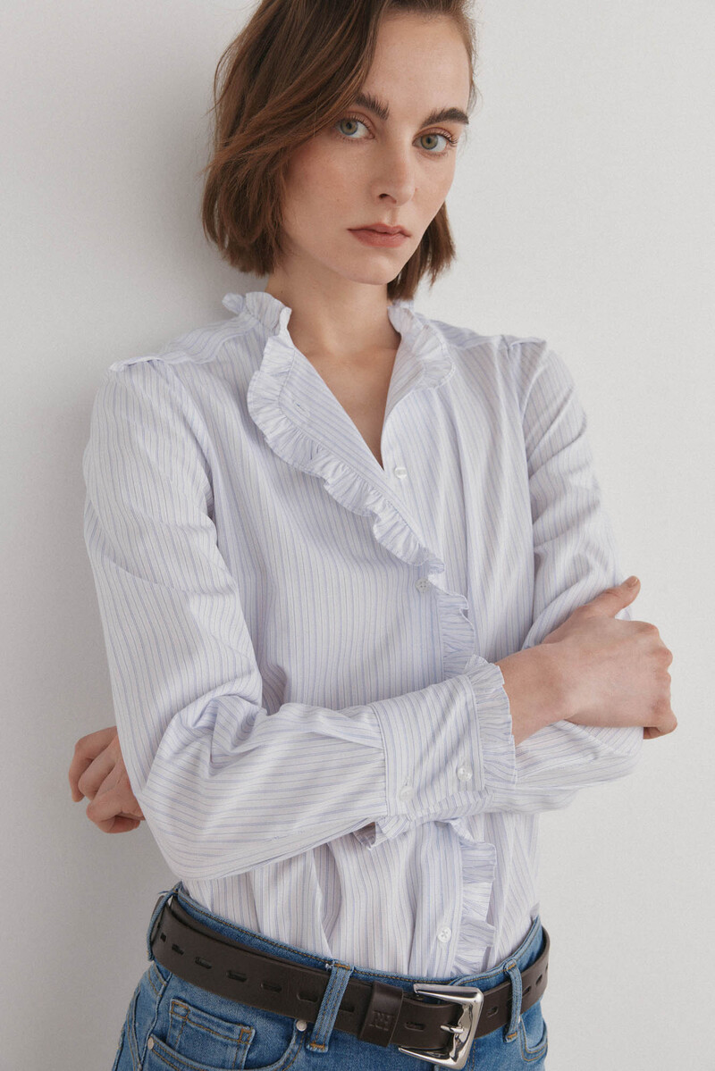 pedro del hierro Camisa romántica con volantes En oferta Ropa