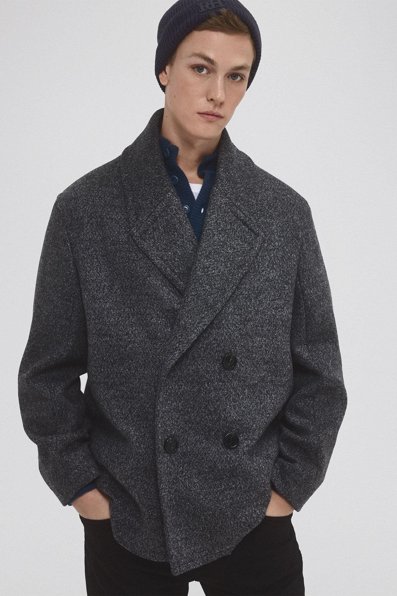 Pedro del Hierro Double-breasted donkey jacket Grey