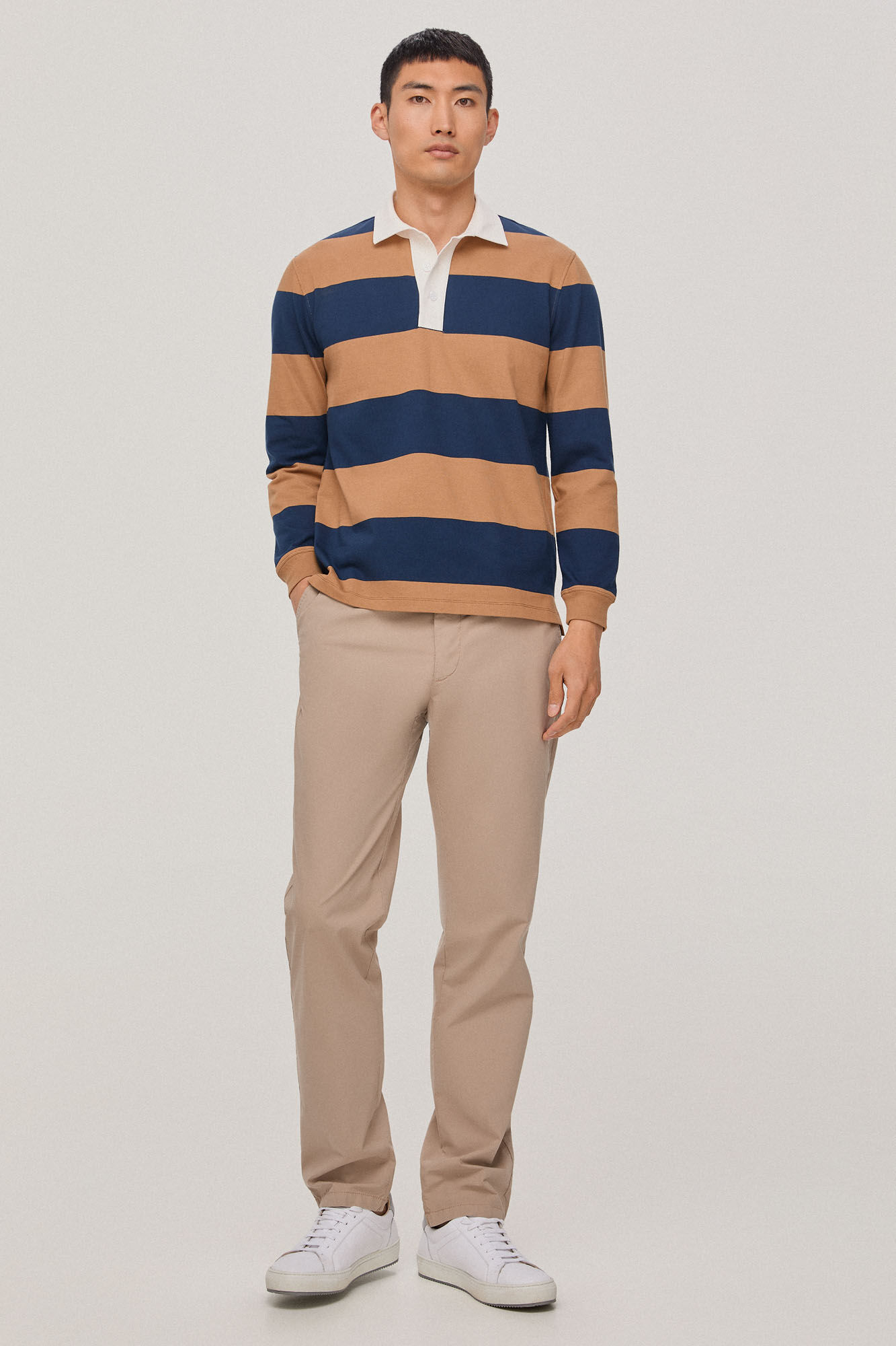 Pedro del Hierro Polo rugby rayas manga larga Blue