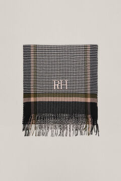 Pedro del Hierro Houndstooth scarf with fringing Grey