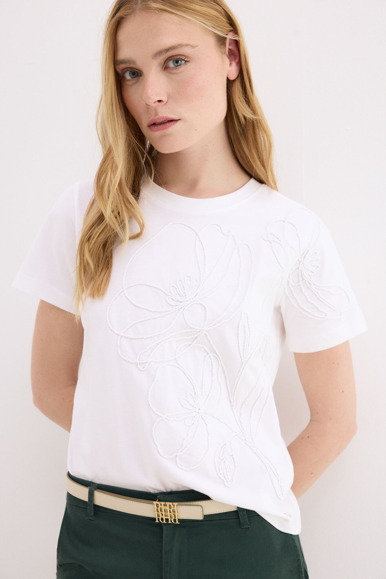 Pedro del Hierro Embroidered cord short sleeve T-shirt