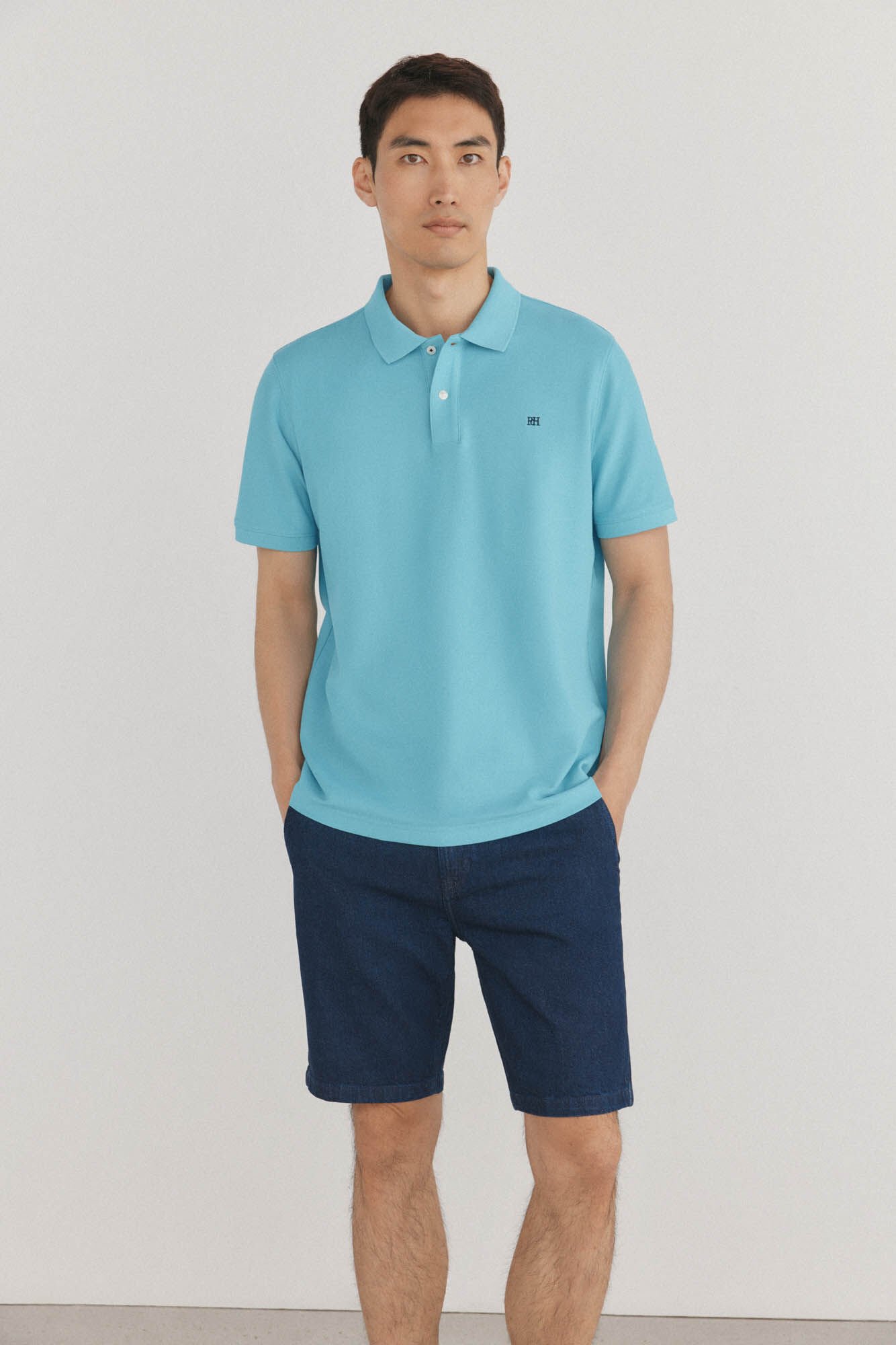 Pedro del Hierro Basic piqu&eacute; polo shirt Turquoise