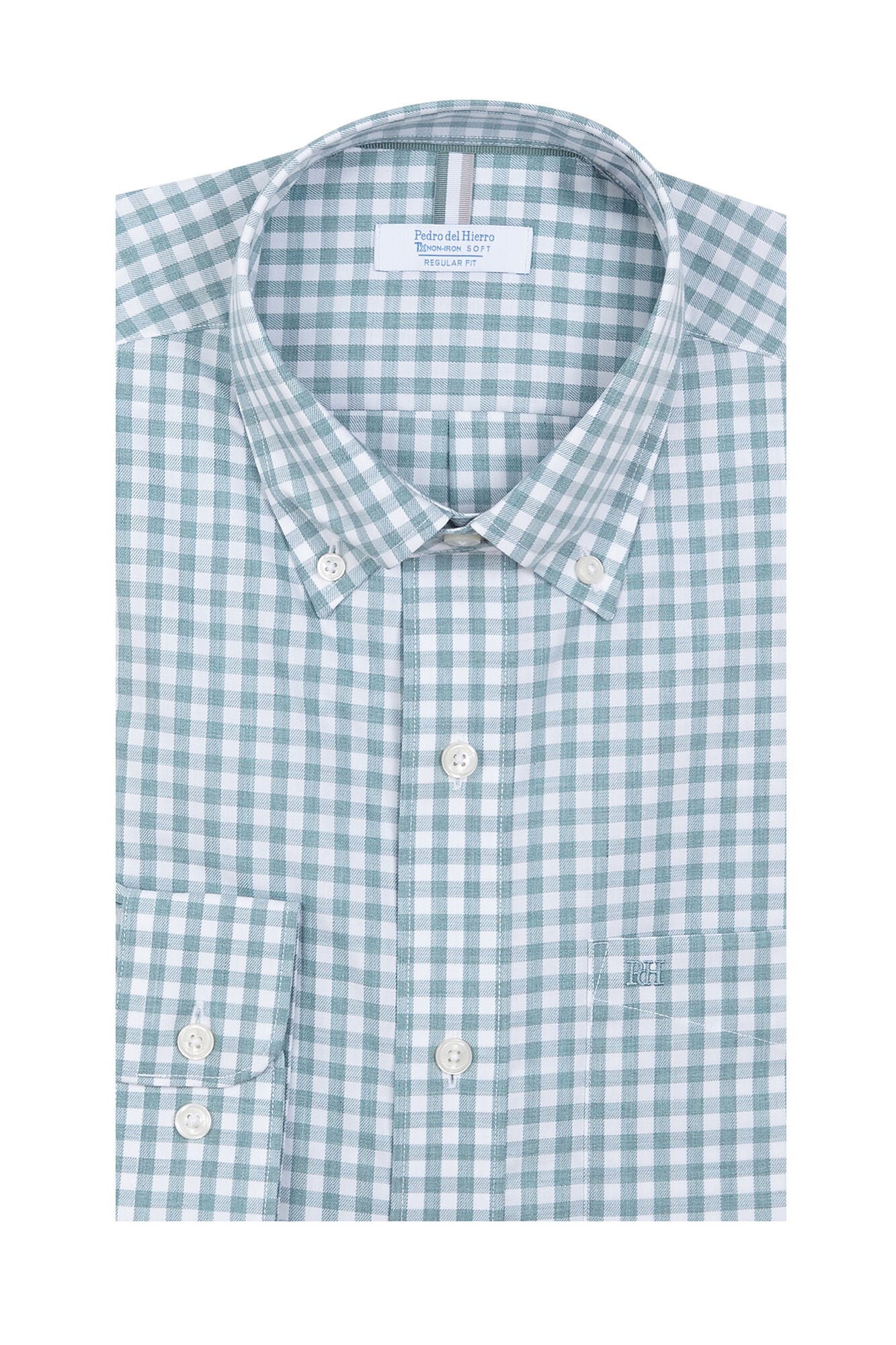 Pedro del Hierro Camisa em sarja aos quadrados Verde