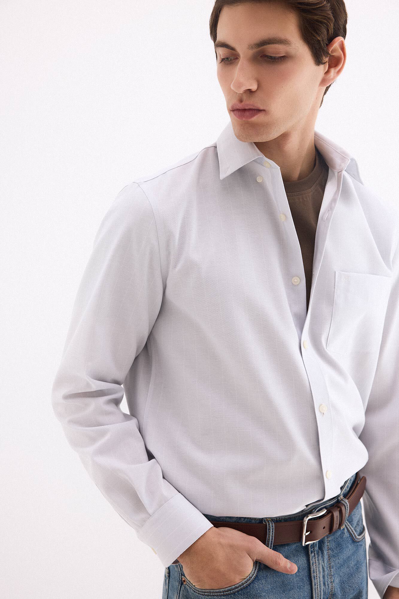 Pedro del Hierro Striped non-iron oxford shirt