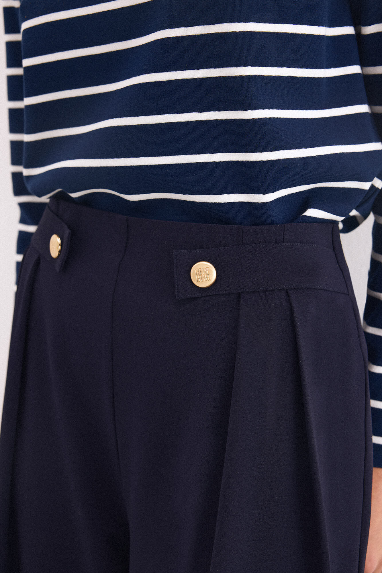 Pedro del Hierro Navy crepe trousers Blue