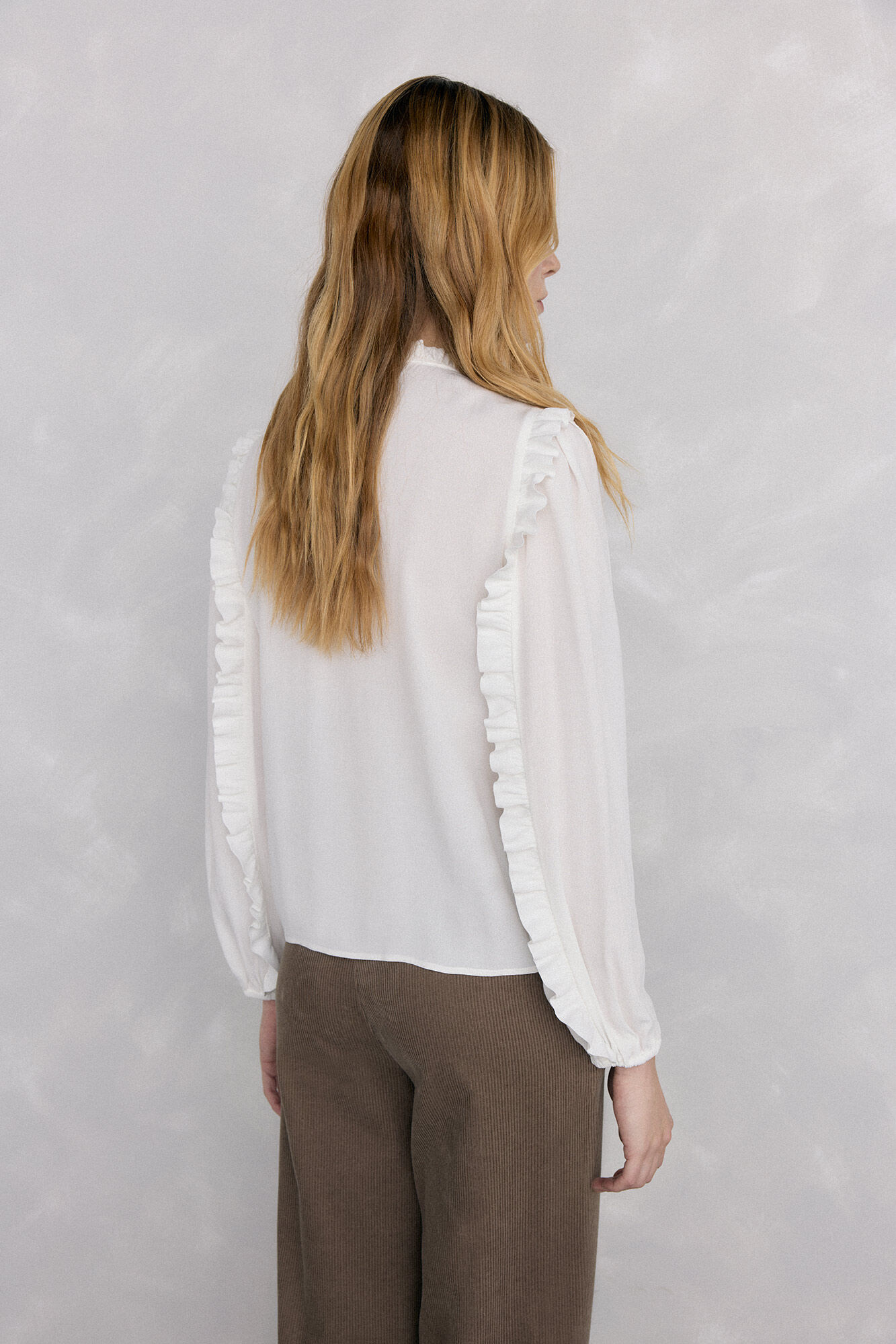 Pedro del Hierro Blusa de chiffon com babados Branco