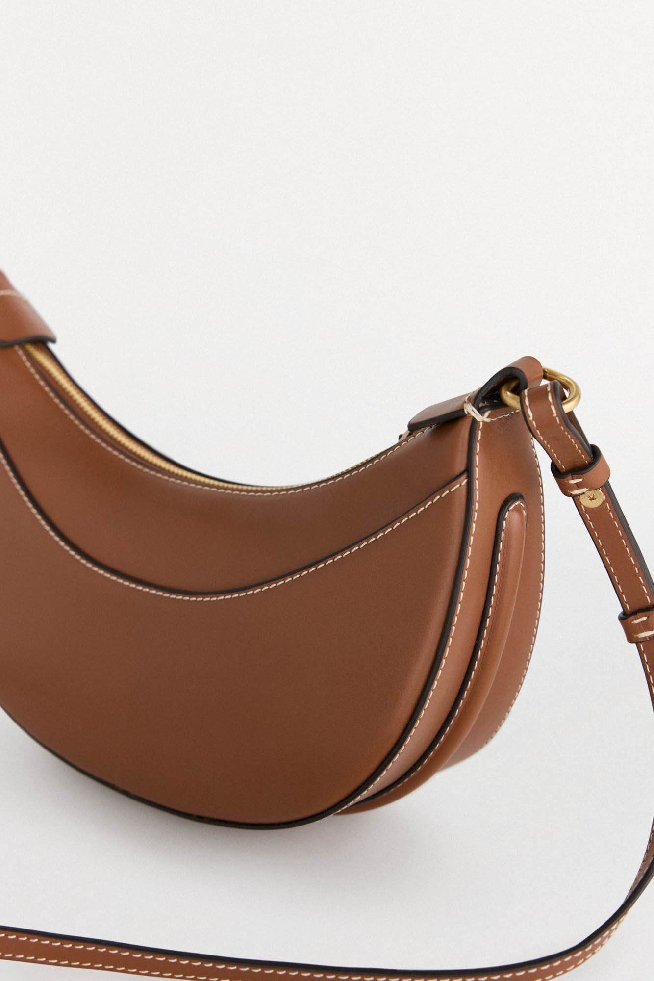 Pedro del Hierro Oval leather crossbody bag Brown