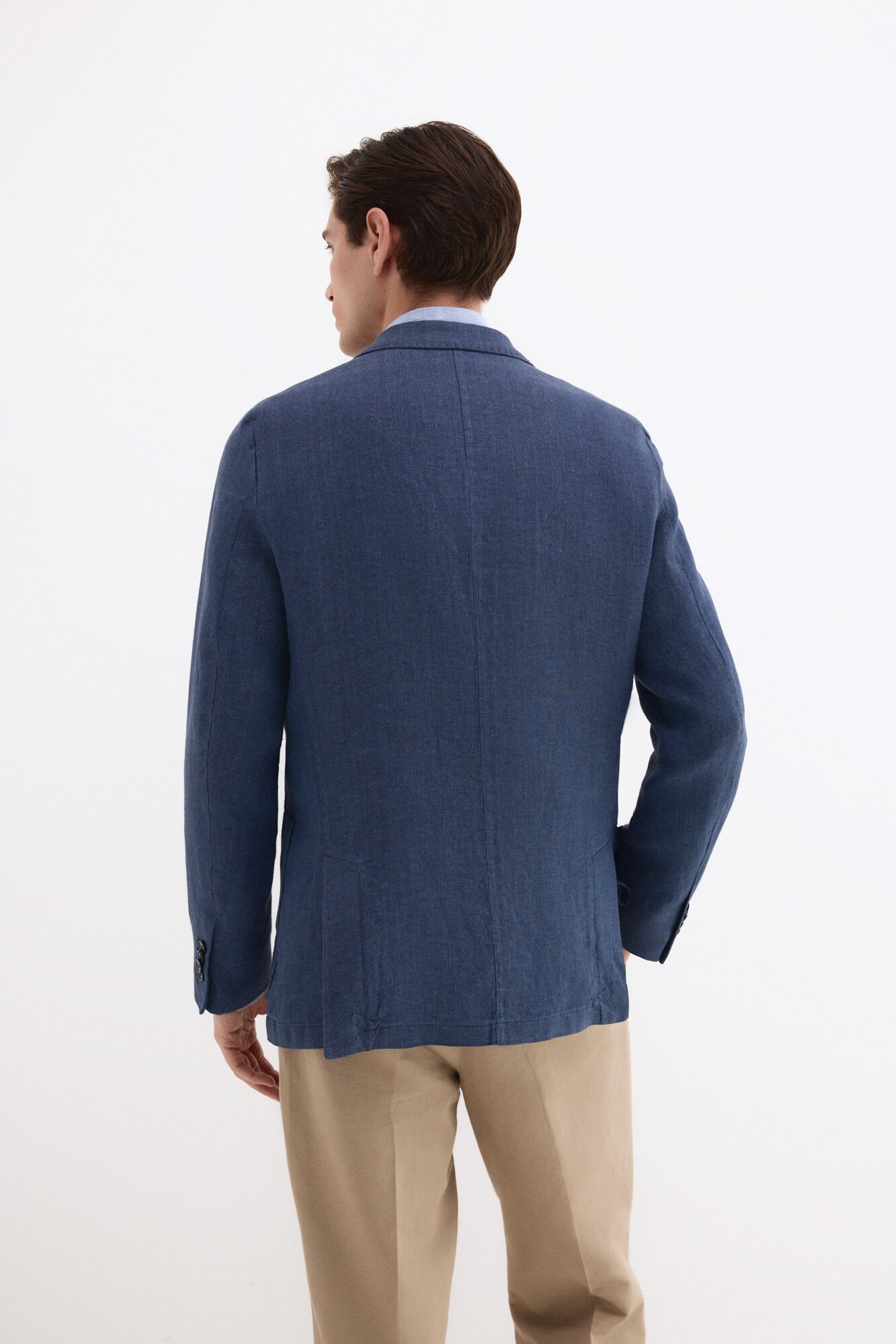 Pedro del Hierro Blazer espiga em linho Azul