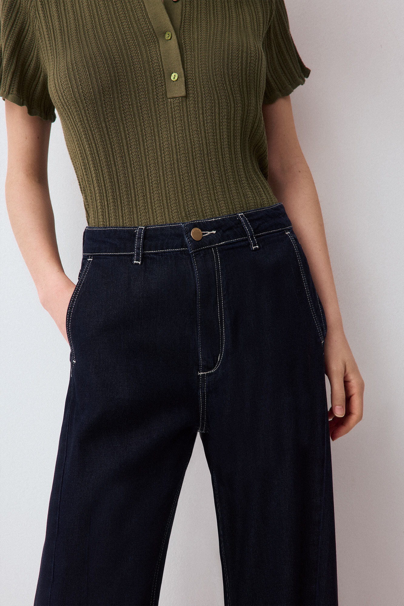 Pedro del Hierro Jeans wide leg arch Blue