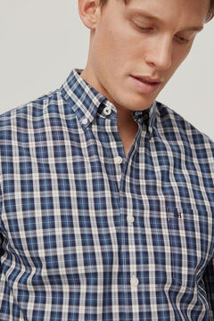 Pedro del Hierro Checked tech-non iron stain-resistant shirt Blue