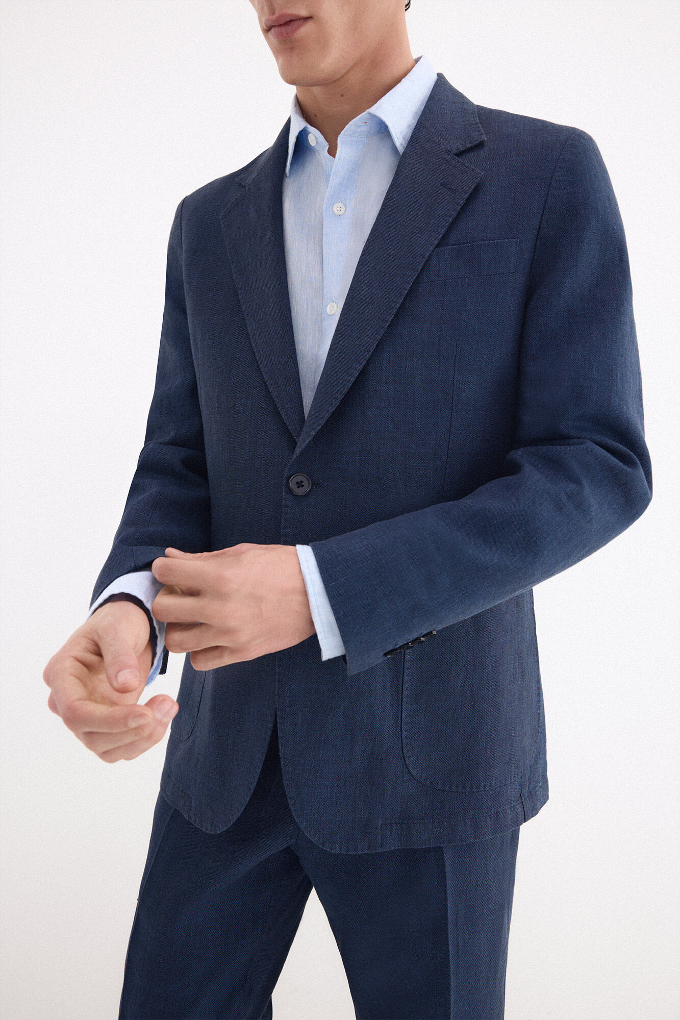 Pedro del Hierro Coordinated linen blend blazer Blue