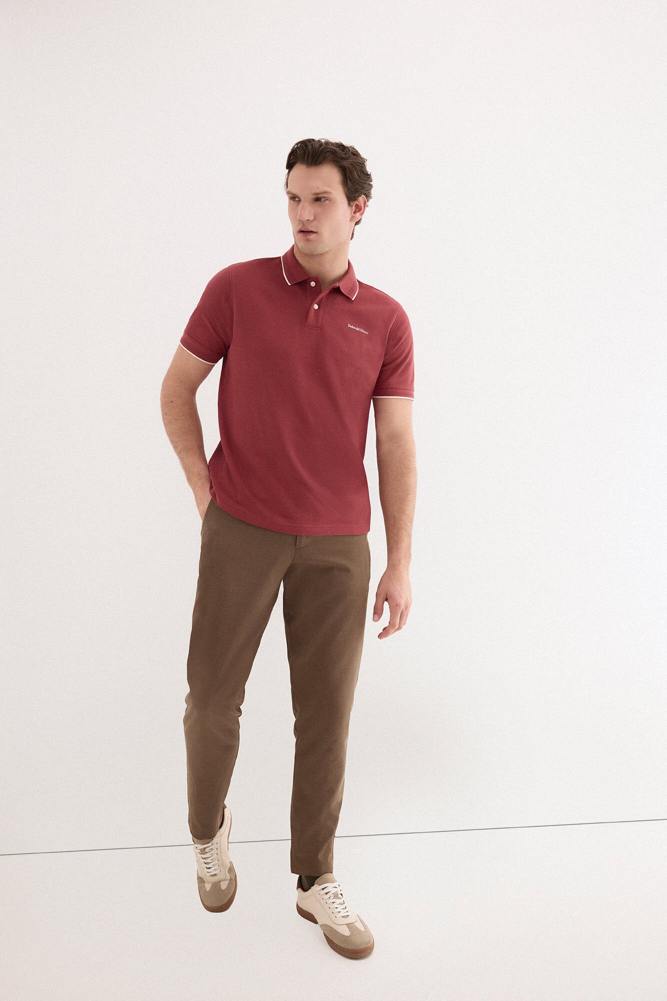 Pedro del Hierro Polo shirt with logo tips Burgundy