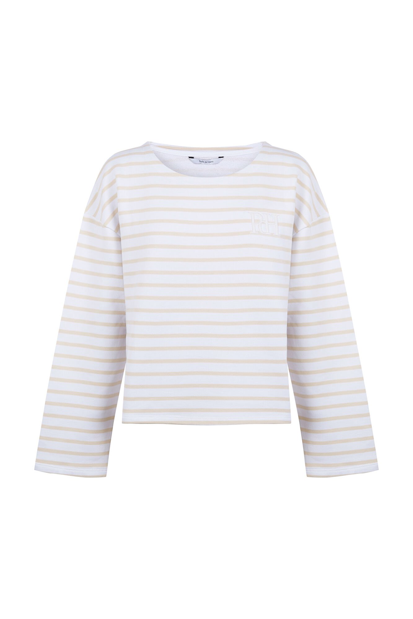 Pedro del Hierro Sudadera de rayas con logo pdh Beige