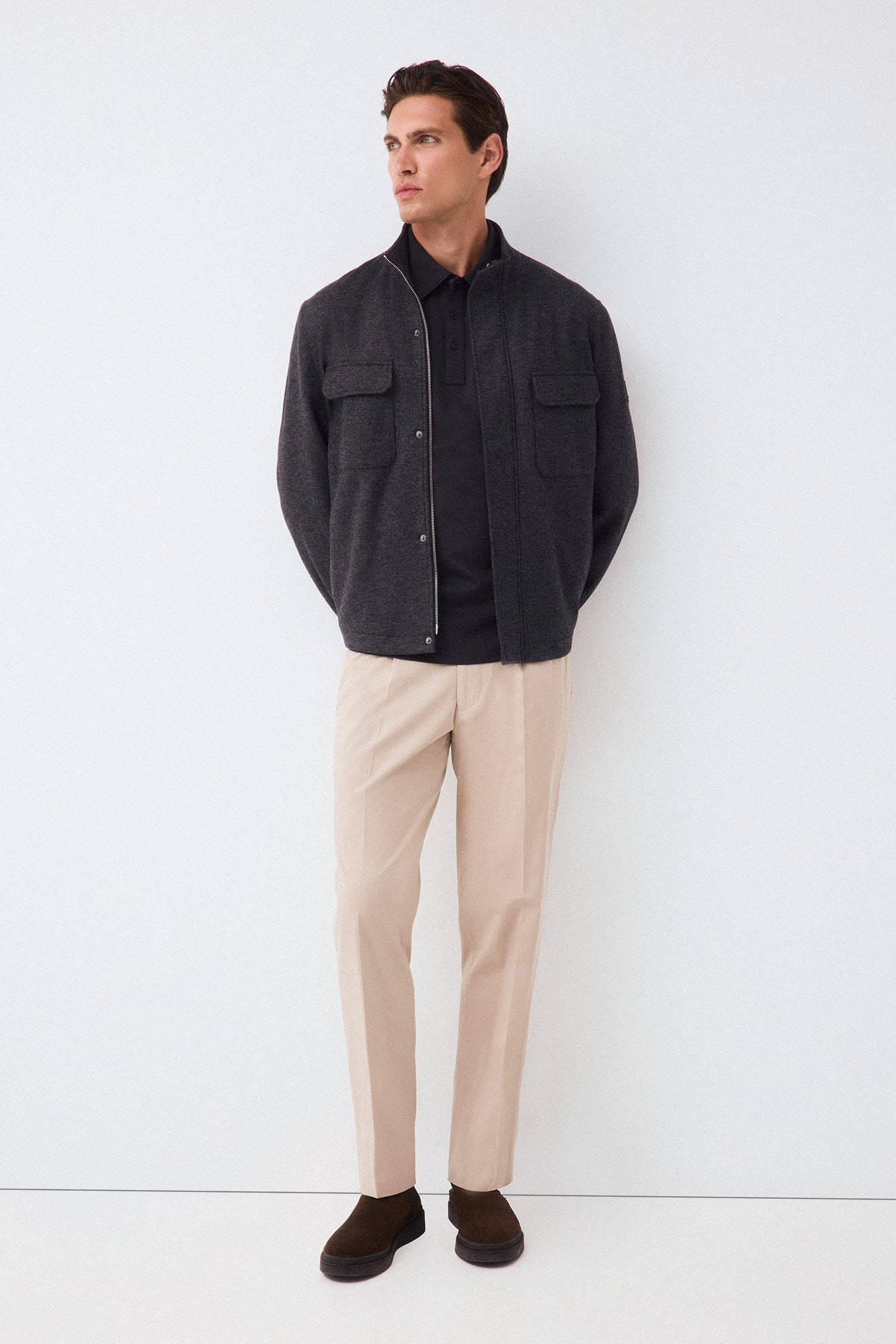 Pedro del Hierro Polo de estrutura manga comprida Cizento