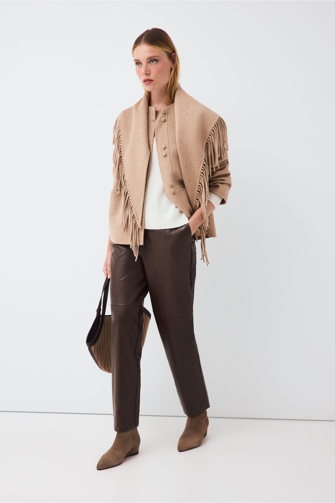 Pedro del Hierro Double-faced short coat Beige