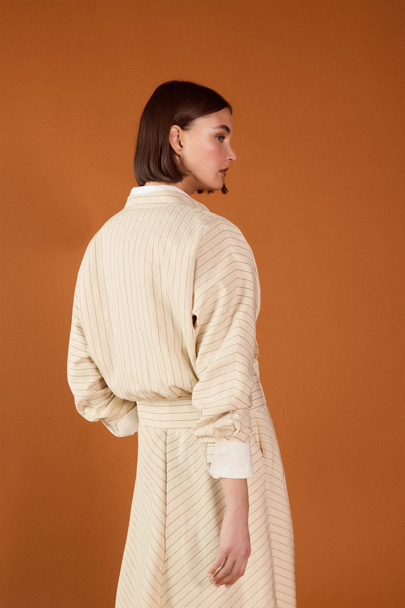 TFP by Tamara Falc&oacute; Striped jacket Beige