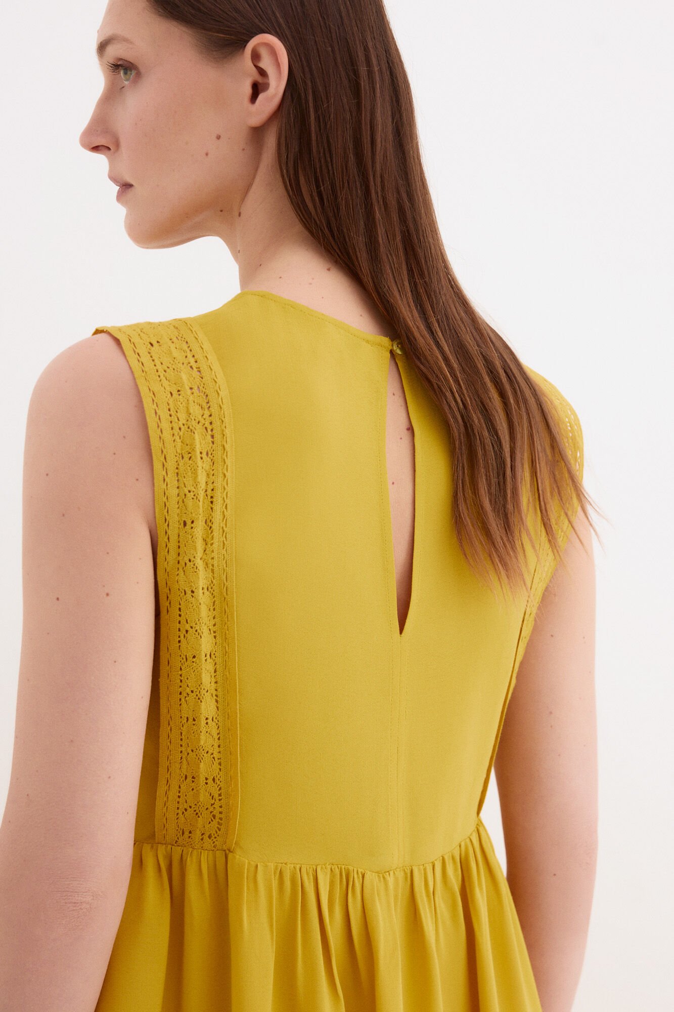 Pedro del Hierro Embroidered romantic dress Yellow