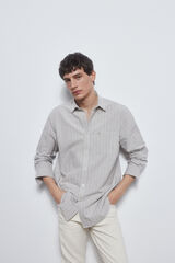 Pedro del Hierro Gray striped denim shirt Grey