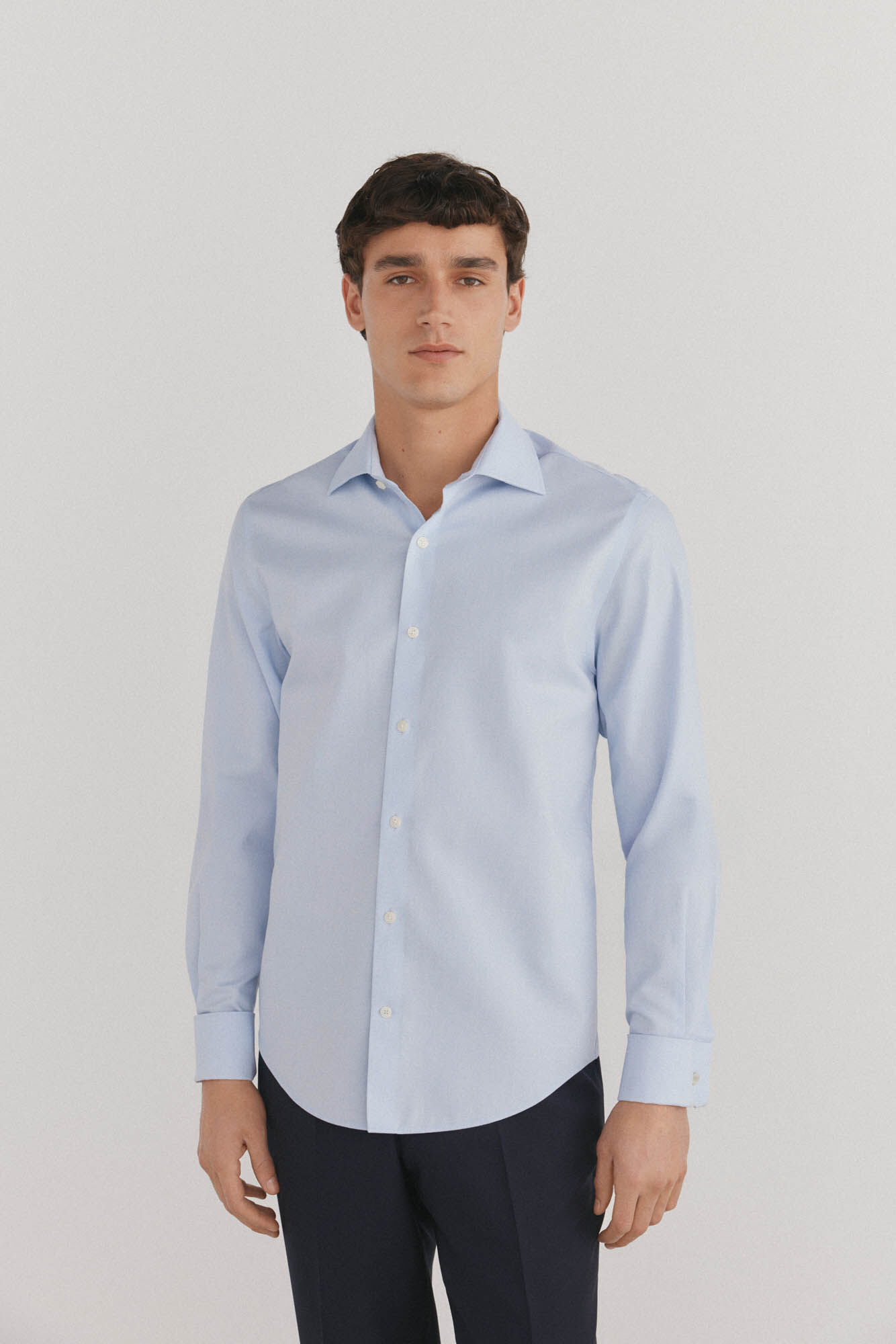 Pedro del Hierro Plain non-iron + stain-resistant cufflinks shirt