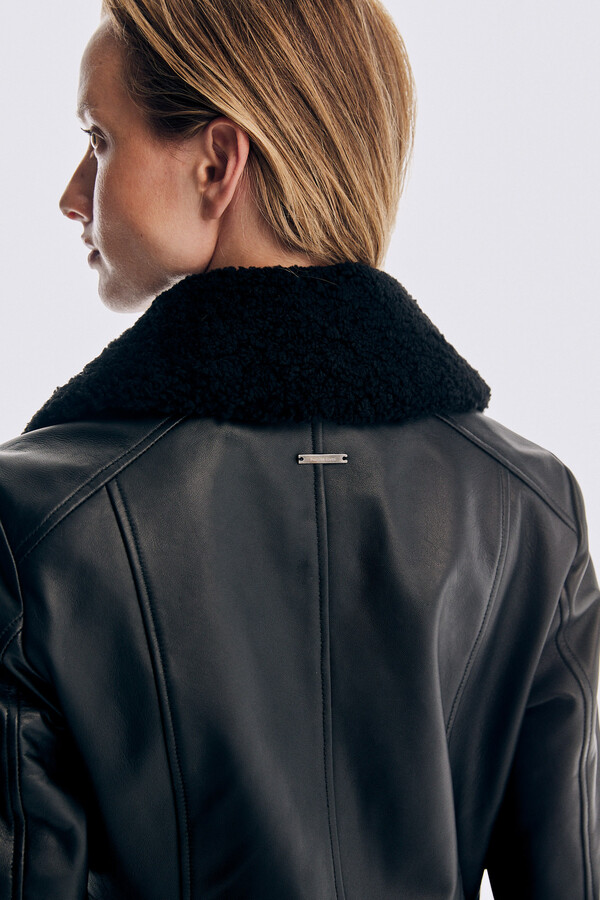 Pedro del Hierro Perfect nappa leather jacket Black
