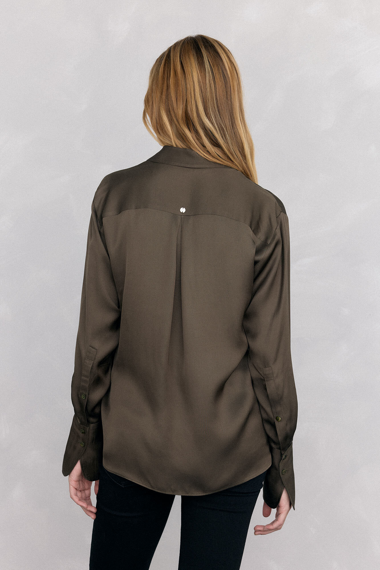 Pedro del Hierro Camisa sat&eacute;n lisa Verde