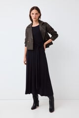 Pedro del Hierro Fluid long sleeve dress with knot detail Black