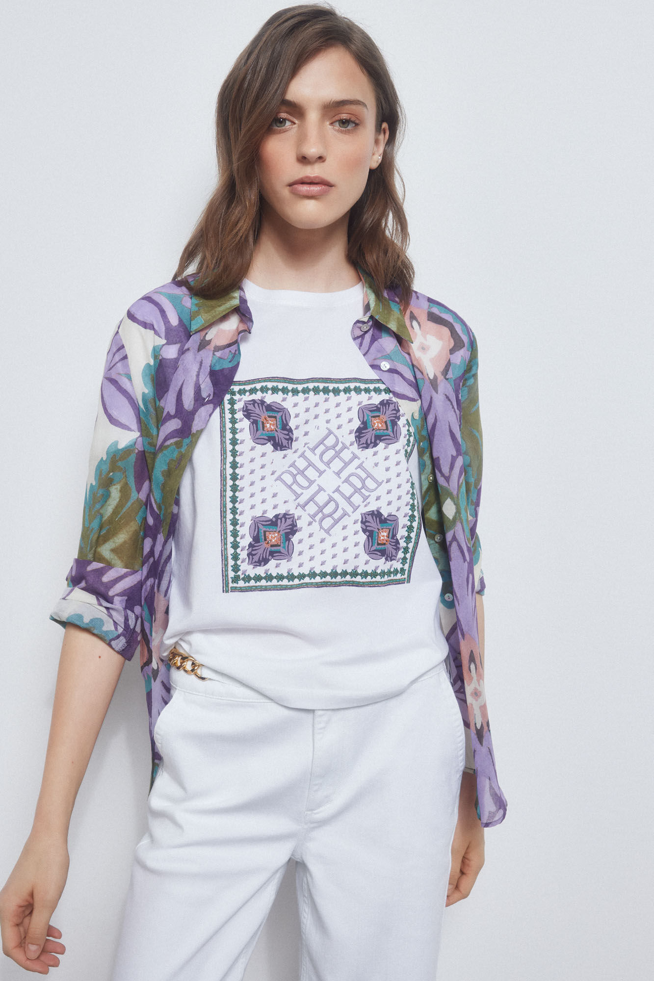 Pedro del Hierro Camiseta basica logo Crudo