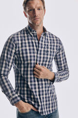 Pedro del Hierro Checked Tencel Modal shirt Blue