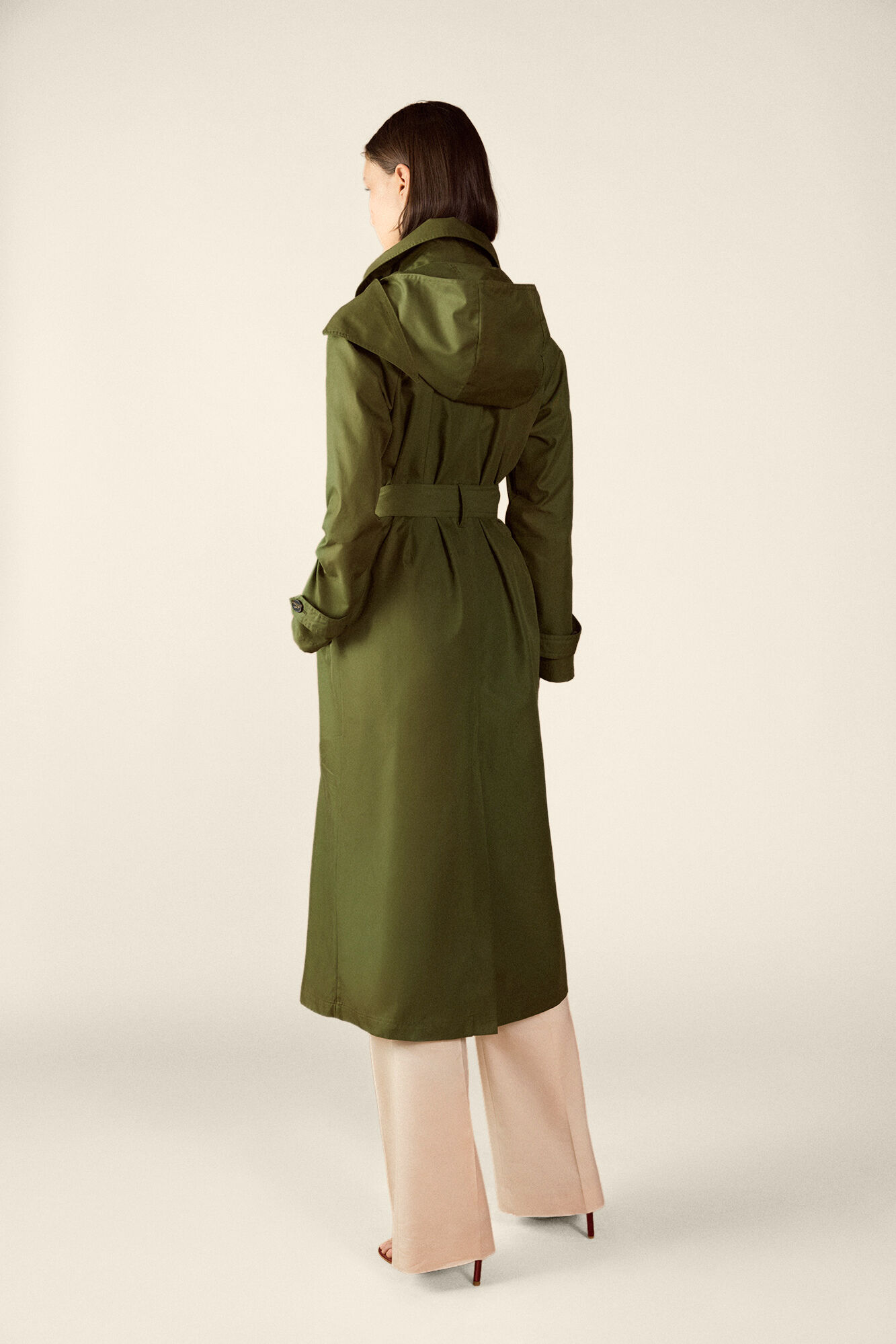 TFP by Tamara Falc&oacute; Long hooded trench coat Green