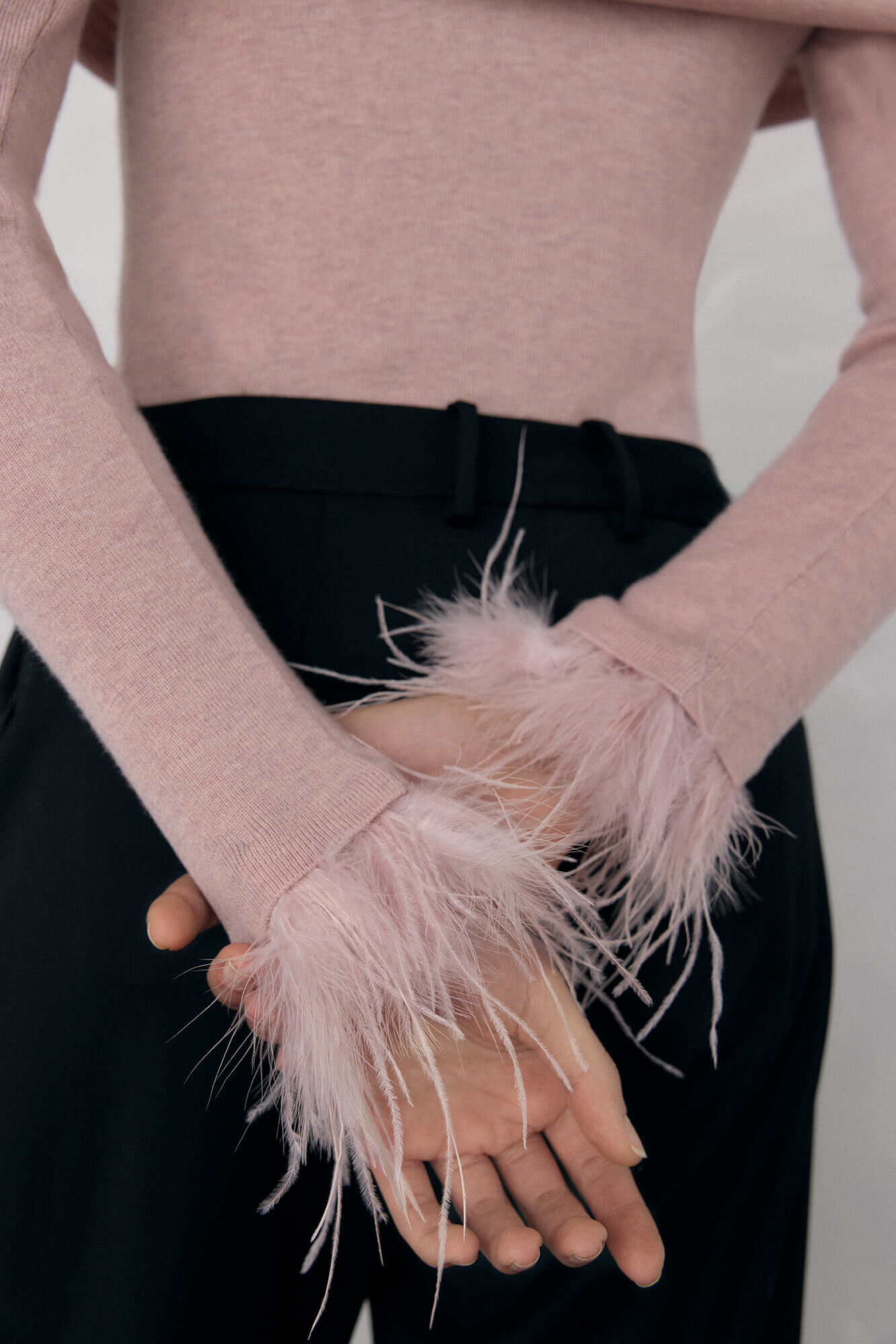 Pedro del Hierro Feather jersey cuff Pink
