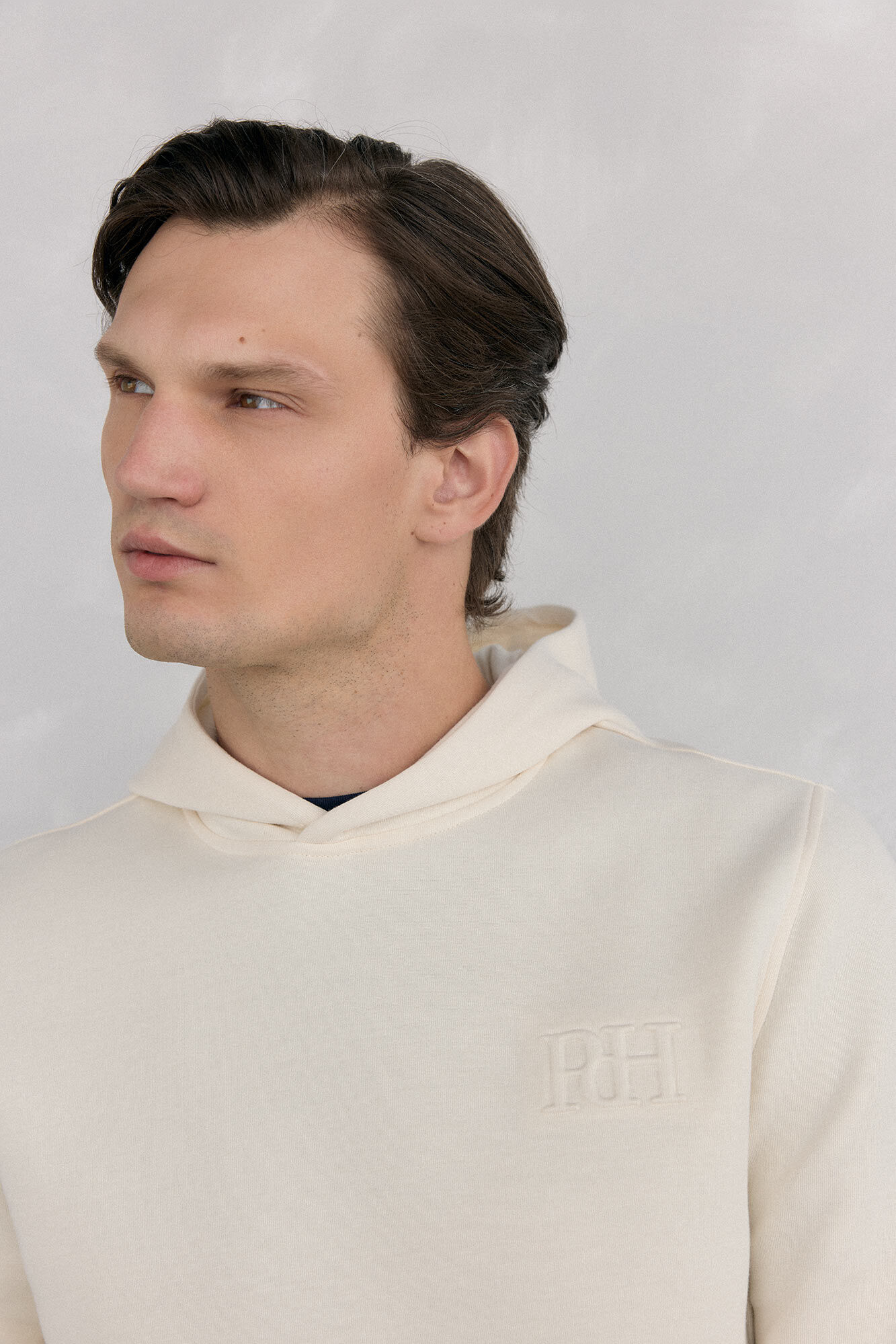 Pedro del Hierro Sweatshirt capuz logo bordado Beige