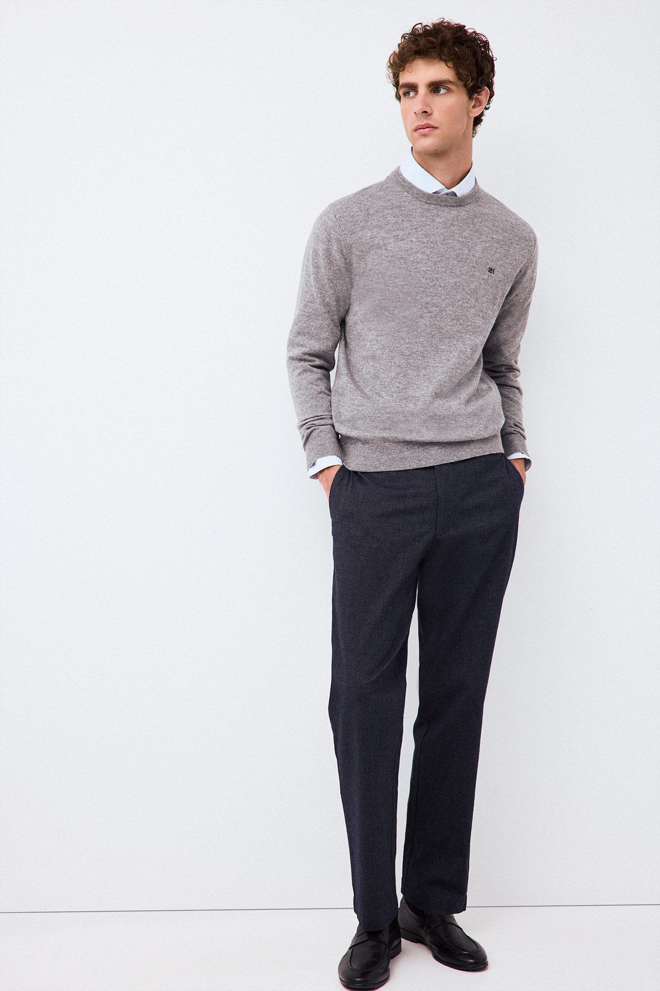 Pedro del Hierro Jersey premium lana merino cashmere Gris