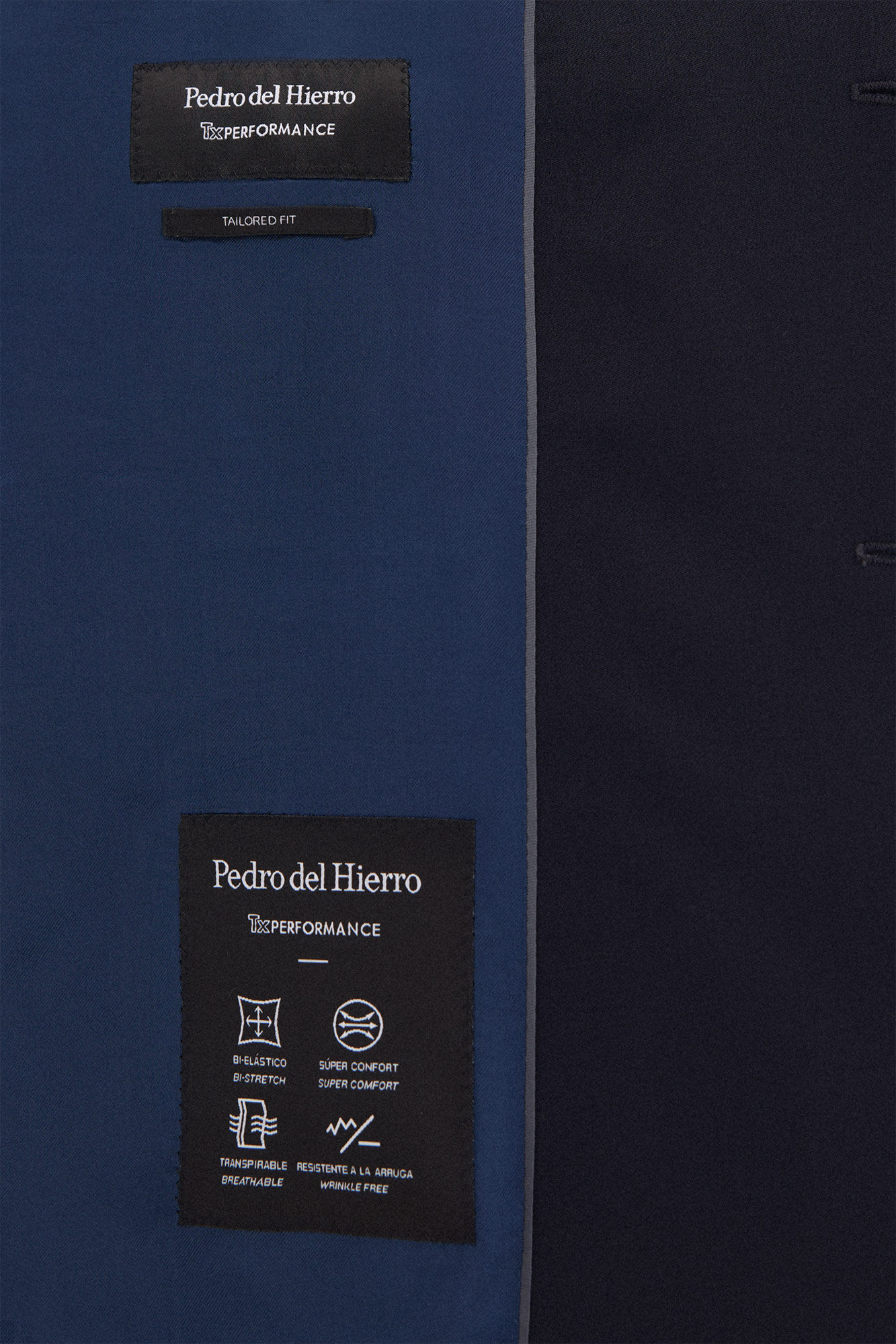 Pedro del Hierro Plain bi-stretch tailored blazer Blue
