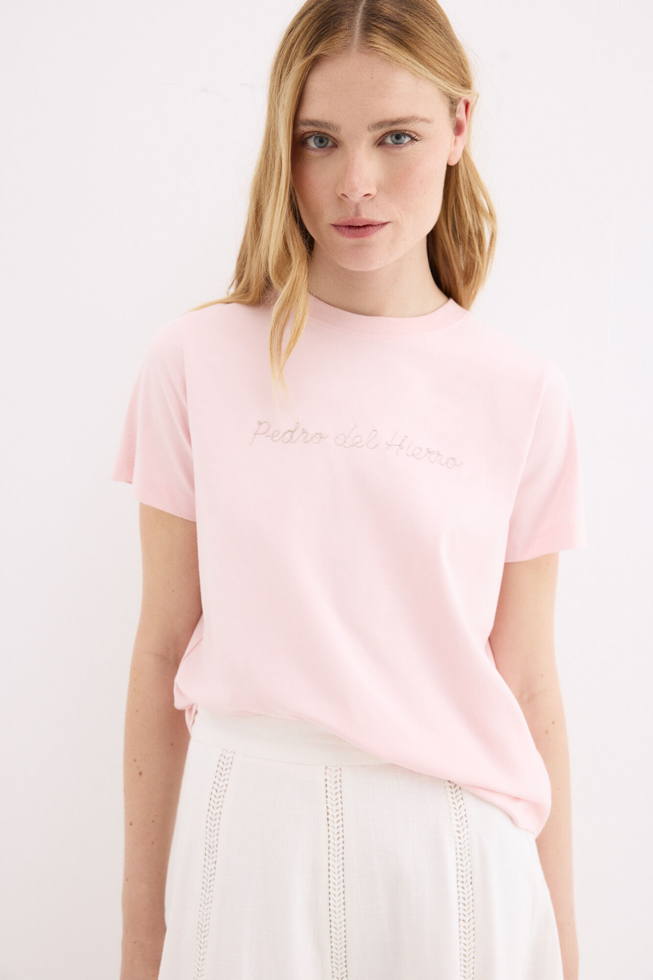 Pedro del Hierro Metallic logo short sleeve T-shirt Pink