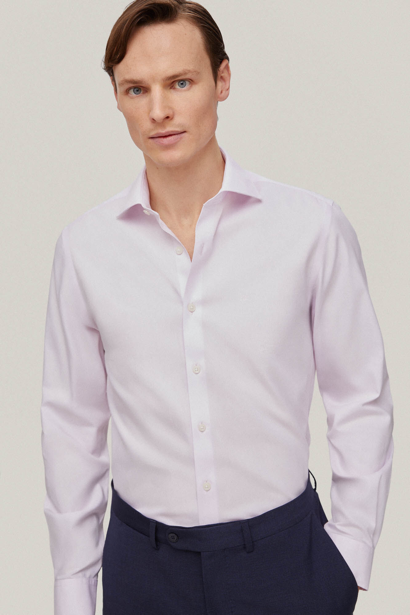 Pedro del Hierro Camisa vestir pinpoint liso non iron + antimanchas Pink