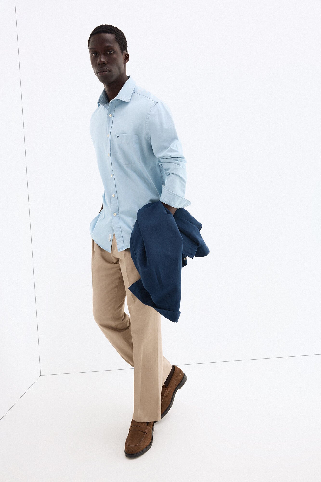 Pedro del Hierro Camisa denim tejido italiano