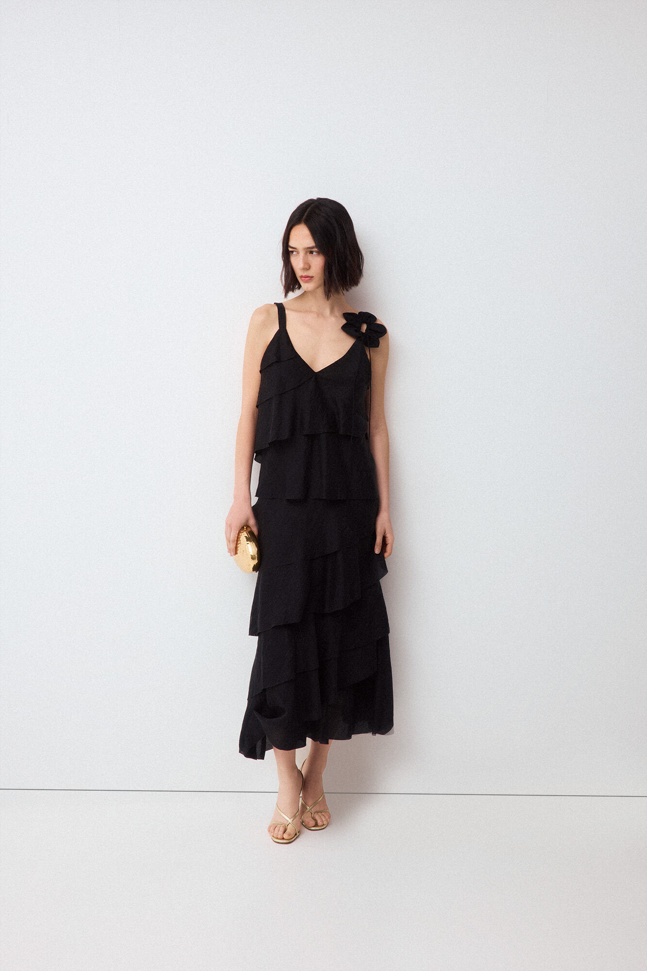 Pedro del Hierro Floral ruffles dress Black
