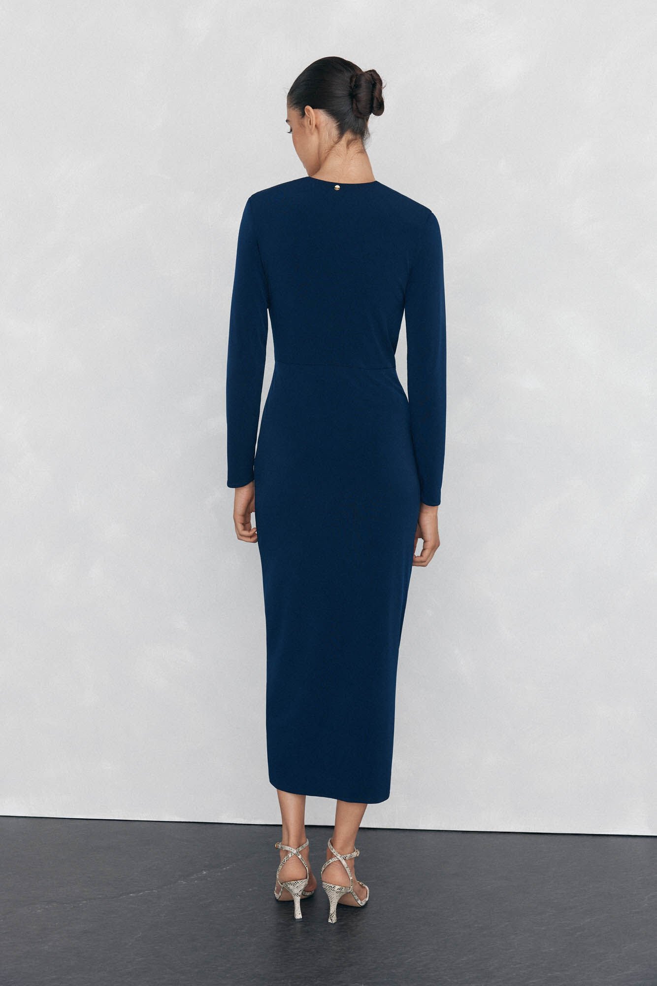 Pedro del Hierro Vestido justo com detalhe na cintura Azul
