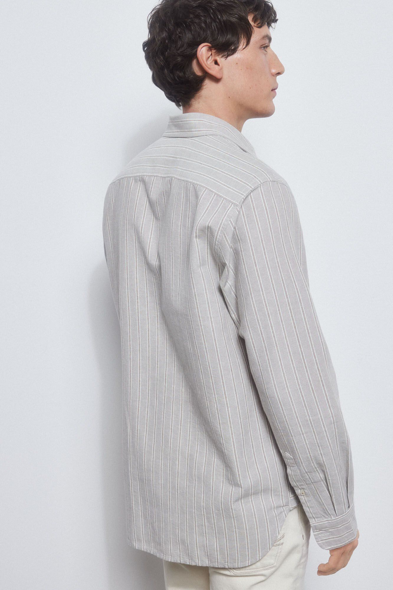 Pedro del Hierro Camisa jeans riscas cinza Cizento