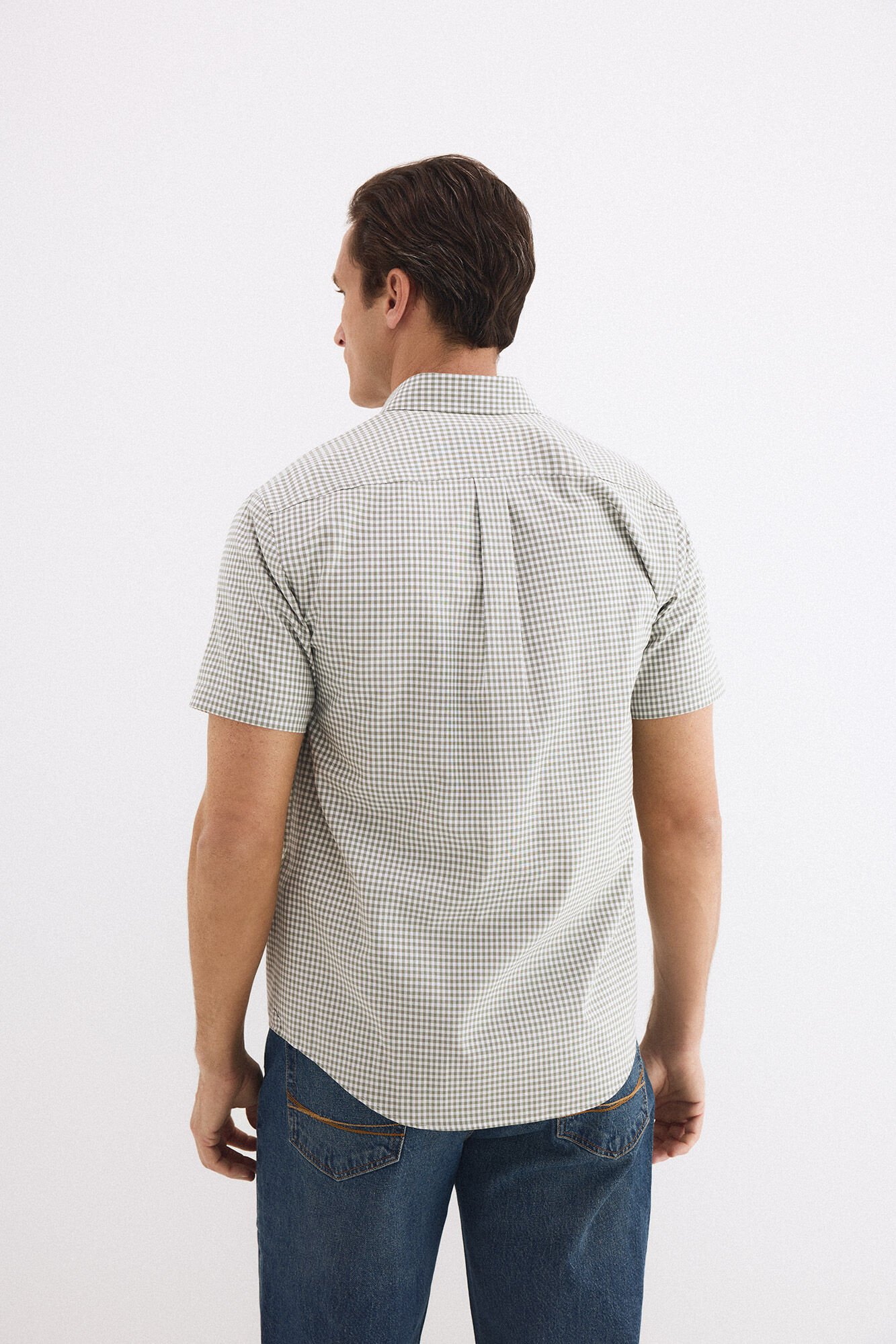 Pedro del Hierro Non iron plaid short sleeve shirt Green