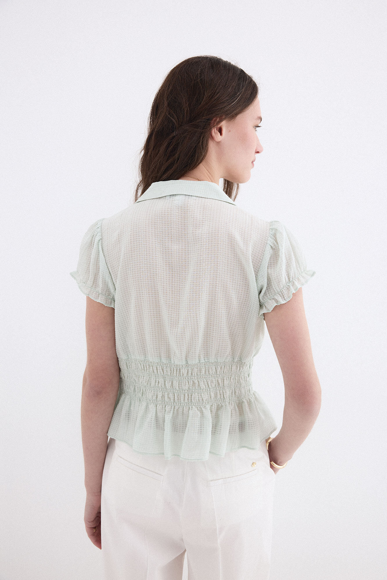 Pedro del Hierro Blusa lisa encerada Turquesa