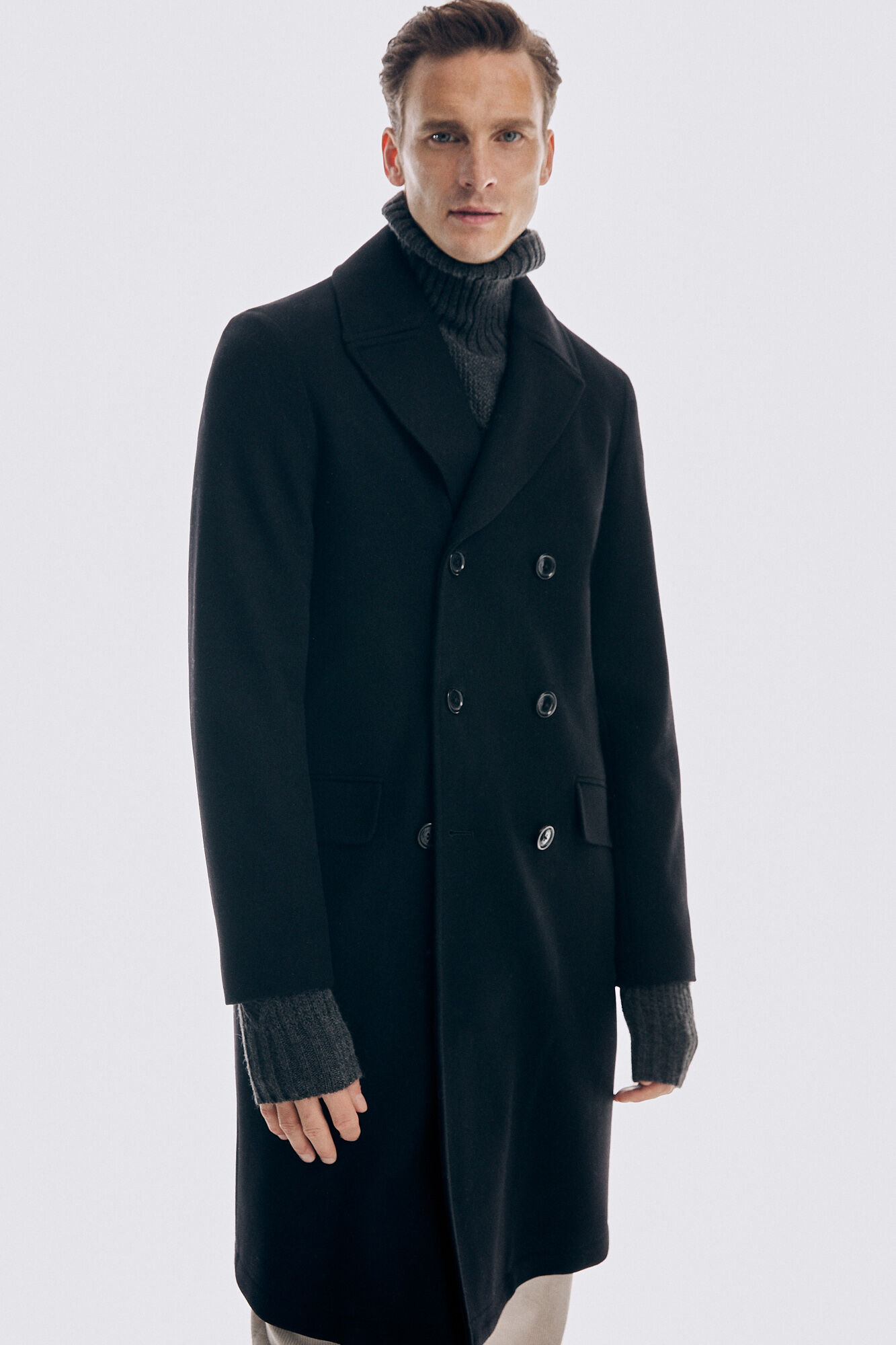 Pedro del Hierro Double-breasted coat Black