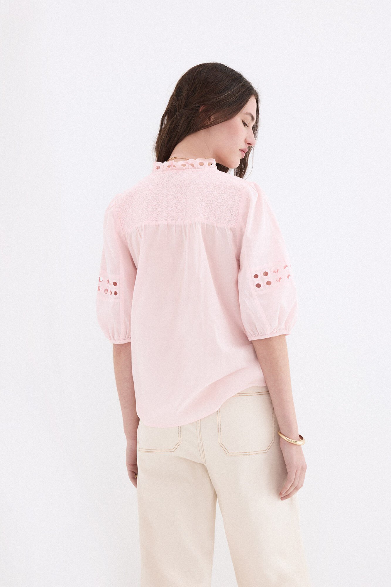 Pedro del Hierro Openwork romantic blouse Pink