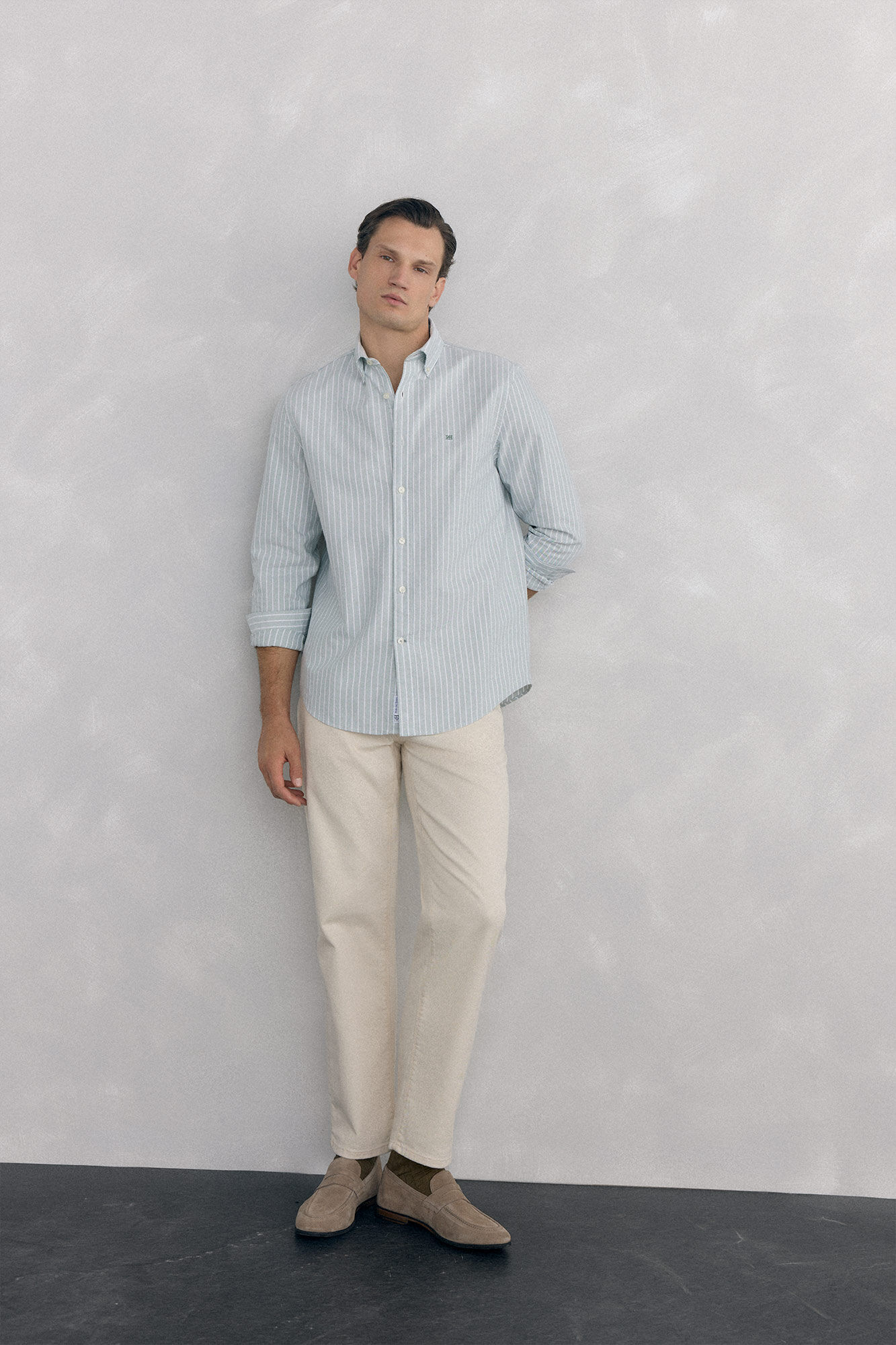 Pedro del Hierro Camisa ic&oacute;nica oxford &agrave;s riscas Verde