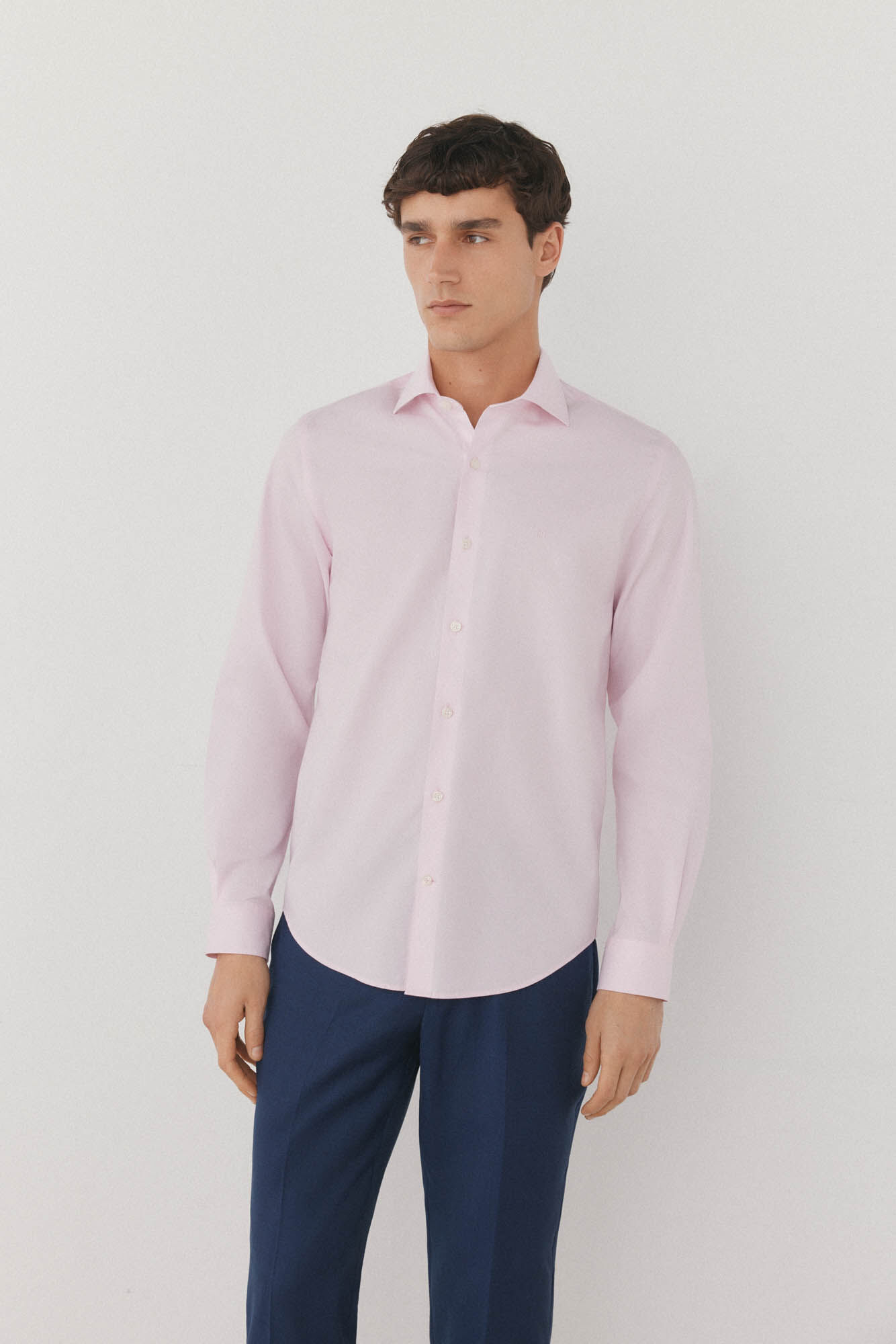 Pedro del Hierro Camisa social lisa que n&atilde;o pode ser passada a ferro + resistente a manchas Rosa