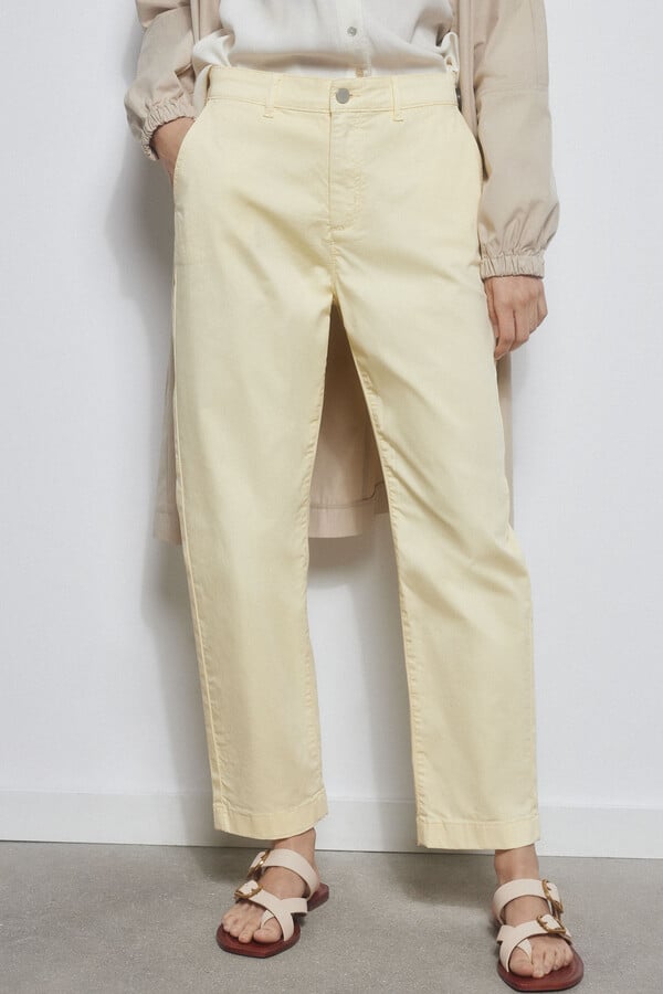 Pedro del Hierro Slim fit satin trousers Yellow