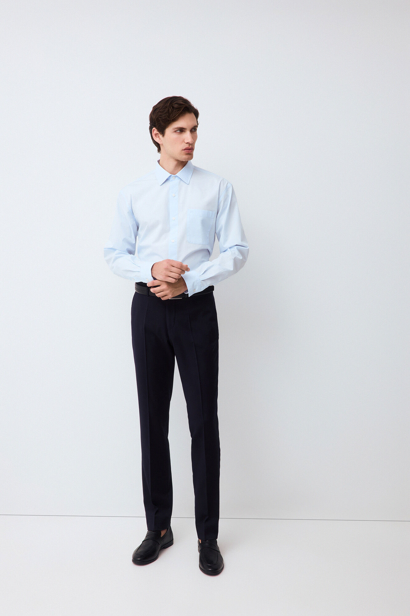 Pedro del Hierro Plain poplin relaxed fit shirt Blue