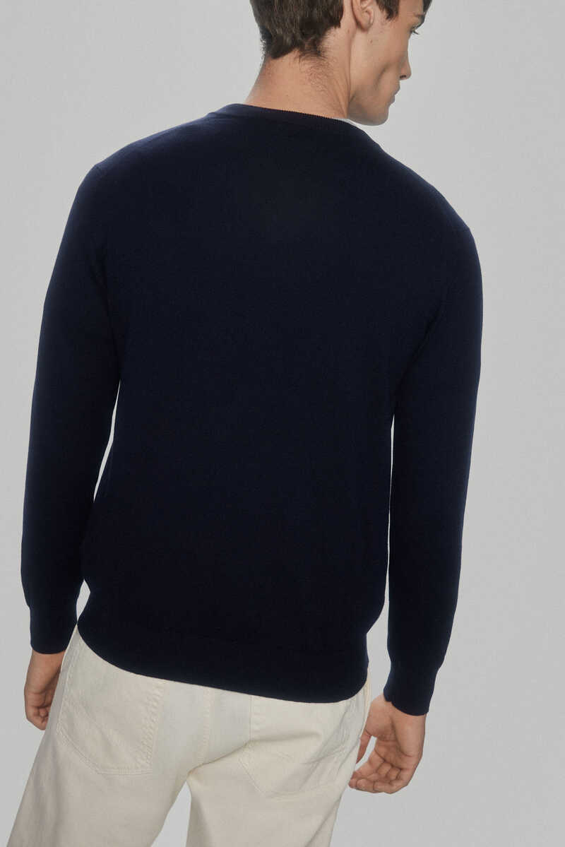 Pedro del Hierro Cotton/silk/cashmere V-neck jumper Blue