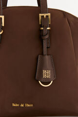 Pedro del Hierro Nylon shopper bag with buckles Brown