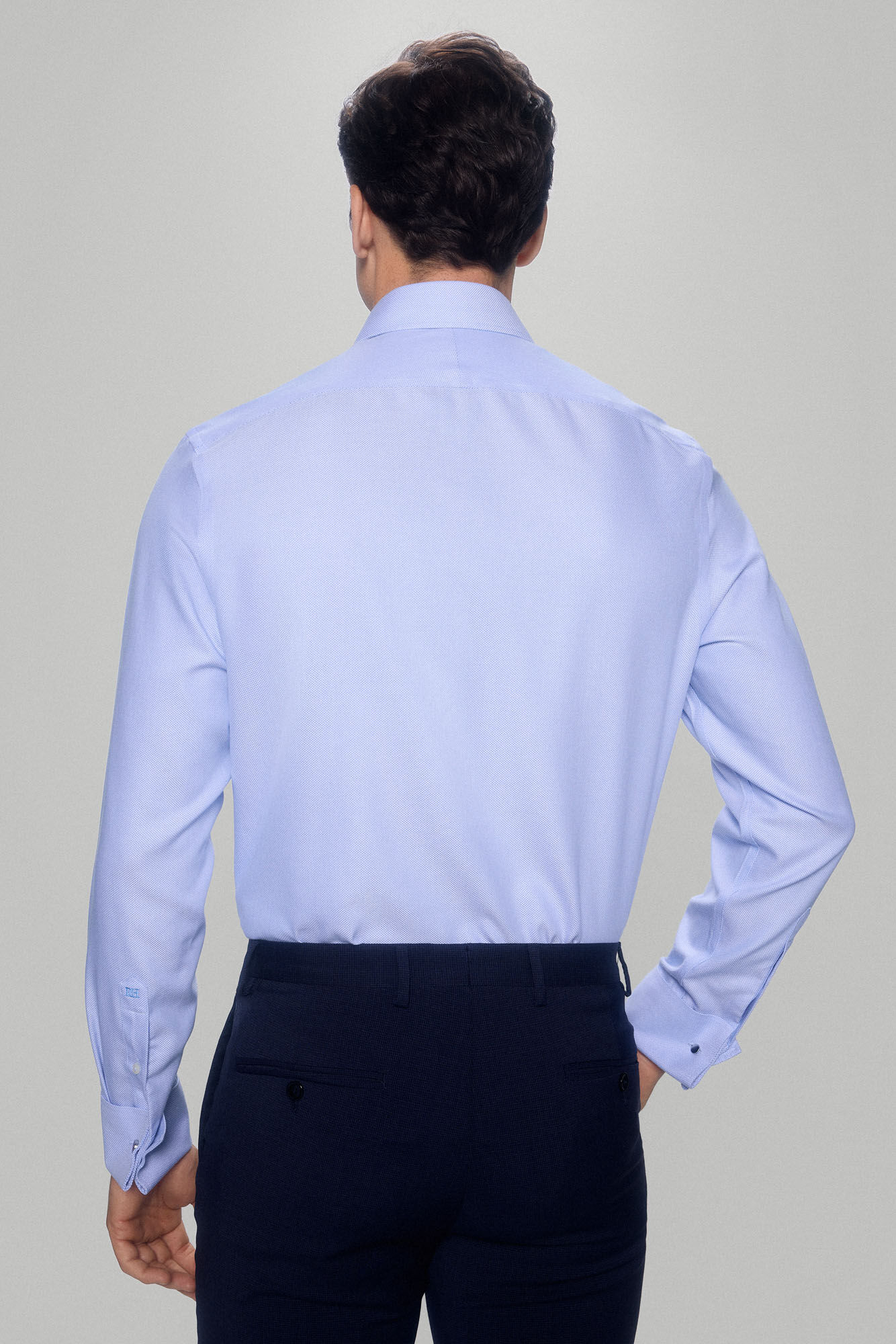 Pedro del Hierro camisa vestir gemelos estructura lisa non iron + antimanchas Blue